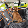 Golden retriever sitting on the WagPilot waterproof dog car seat cover with mesh window
